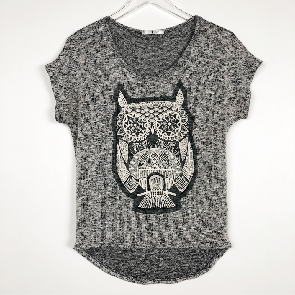 Blu Planet Embroidered Owl Knit Top